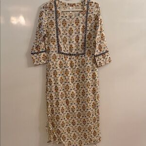 Floral Print Dress with 3/4 Sleeves